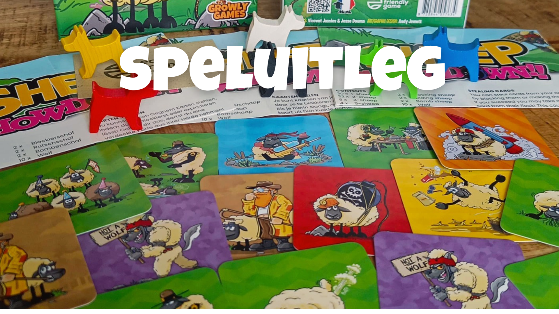 Video laden: Uitleg van het spel &quot;Sheep Showdown, uitgegeven door Growly Games. 2-6 Spelers 15 Minuten Speeltijd